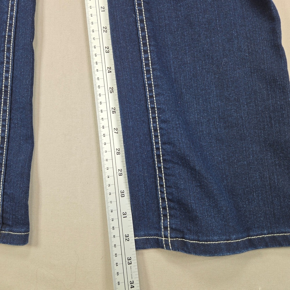 Wrangler Jeans Bootcut Dark Wash Contrast Stitch Embroidered Blue Women 3/4 x 32 - Picture 11 of 12